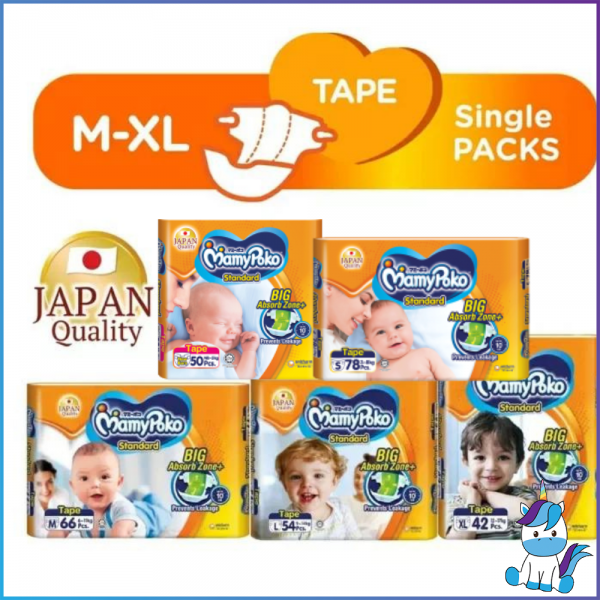 MamyPoko Standard Tape Diapers - Japan Quality (NB50 /S78 /M66 / L52 / XL44) / Pants M/L/XL/XXL